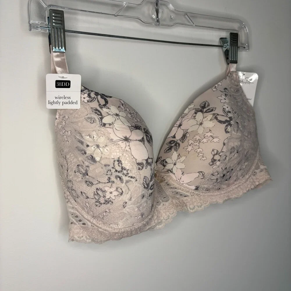 RENE ROFE NEW 38DD Bra Pink Floral Wireless Light Padding Adjustable Strap - Picture 4 of 8
